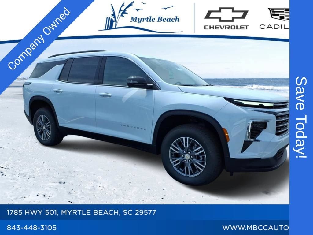 2026 Chevrolet Traverse LT in Polar White Tricoat — front three-quarter view