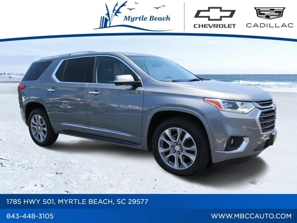 2020 Chevrolet Traverse Premier in Satin Steel Metallic — front three-quarter view