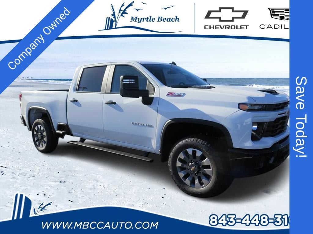 2026 Chevrolet Silverado 2500 HD Custom in Summit White — front three-quarter view