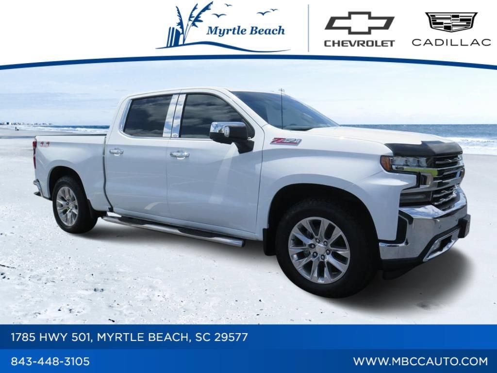 2019 Chevrolet Silverado 1500 LTZ in Summit White — front three-quarter view