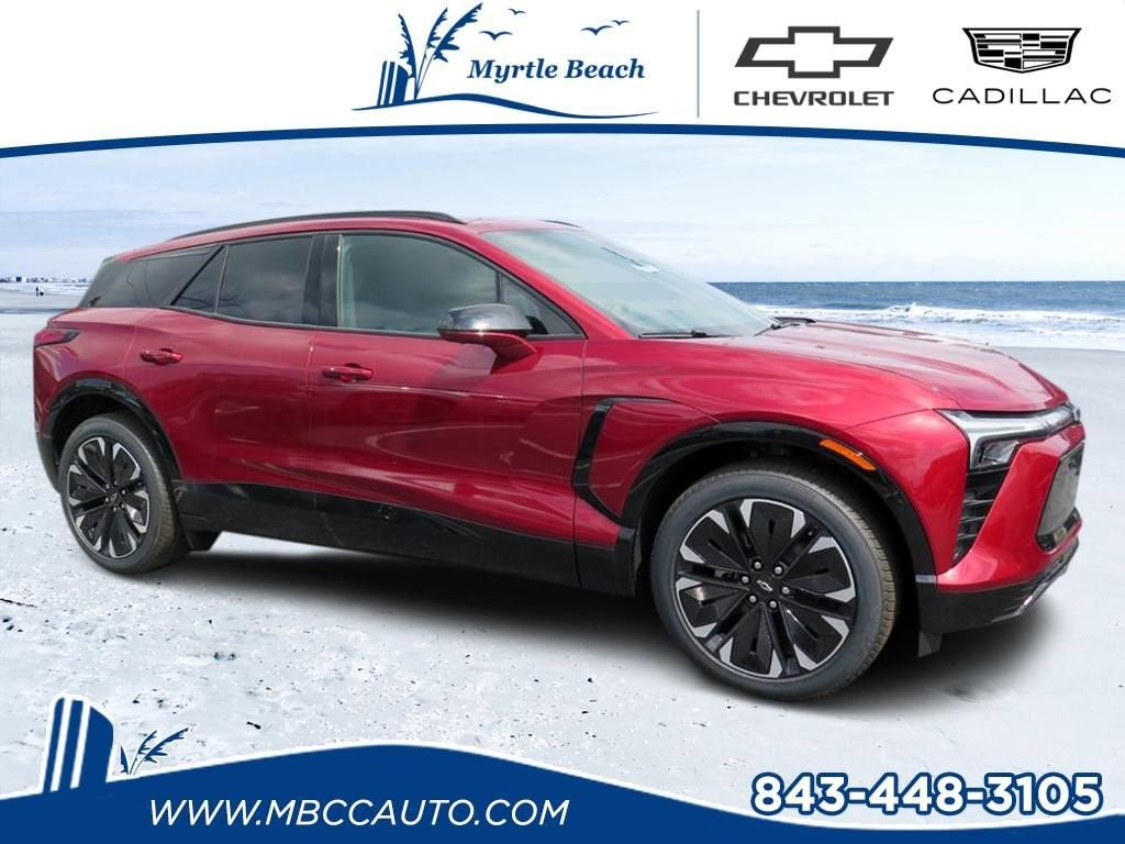 2025 Chevrolet Blazer EV RS in Radiant Red Tintcoat — front three-quarter view