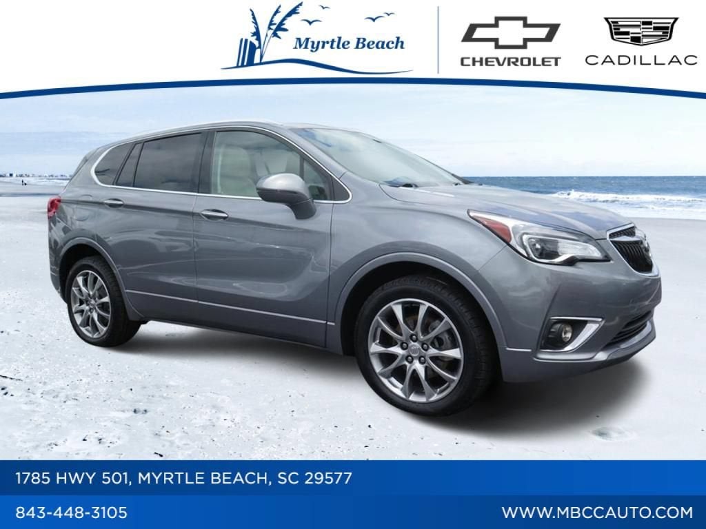 2020 Buick Envision Essence in Satin Steel Metallic — front three-quarter view